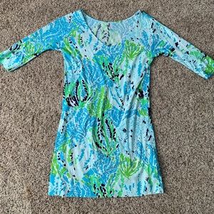 lilly pulitzer green and blue t shirt dress